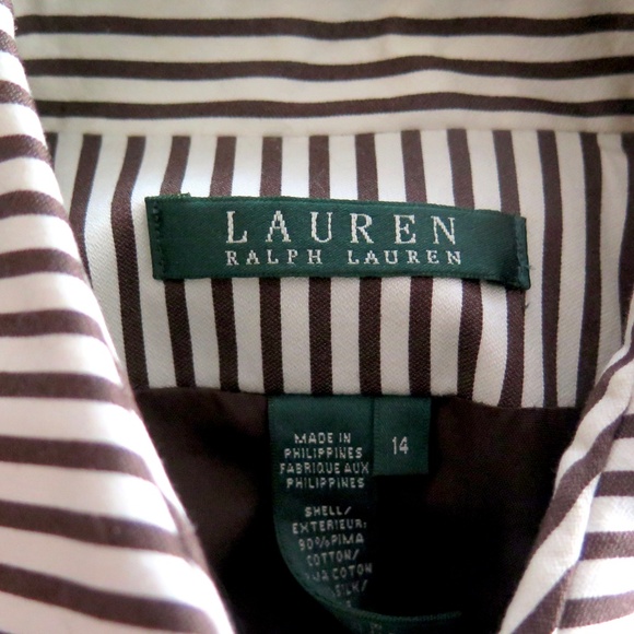 Vintage Lauren Ralph Lauren Women's Striped Jacket Blazer, Cotton/Silk - Picture 8 of 10